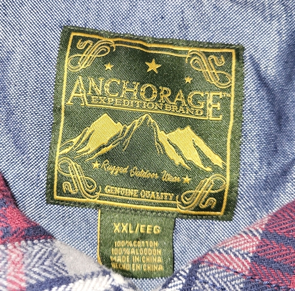 Anchorage Expedition Men's Flannel Shirt Size XXL Blue Red Heavy Warm - Picture 7 of 7